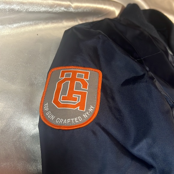 Navy Blue Top Gun Aviator Bomber Flight Jacket - Juniors Size 14 - Picture 9 of 17